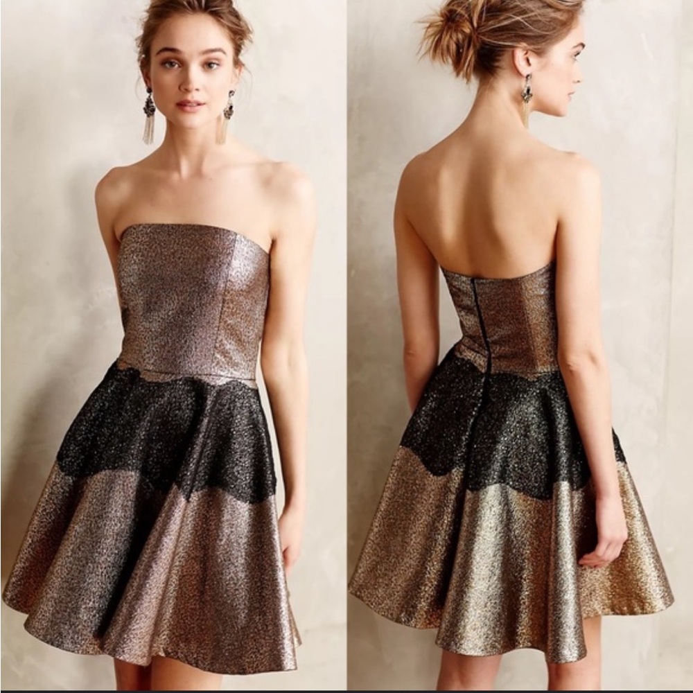NWT Anthropologie Strapless Foil Dress